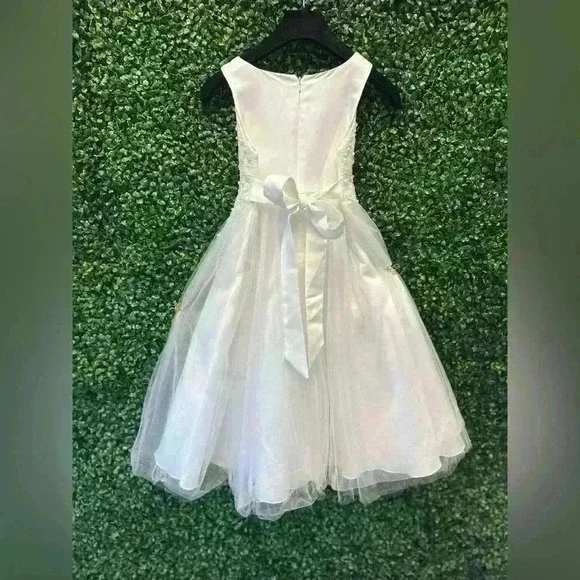 MAXI DRESS WHITE EMBELLISHED RUFFLED SIZE 7 - Picture 2 of 4